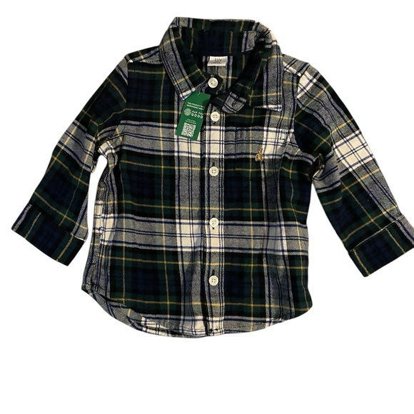 Baby Gap Flannel 6-12M NWT Plaid Button-Up - Picture 1 of 5